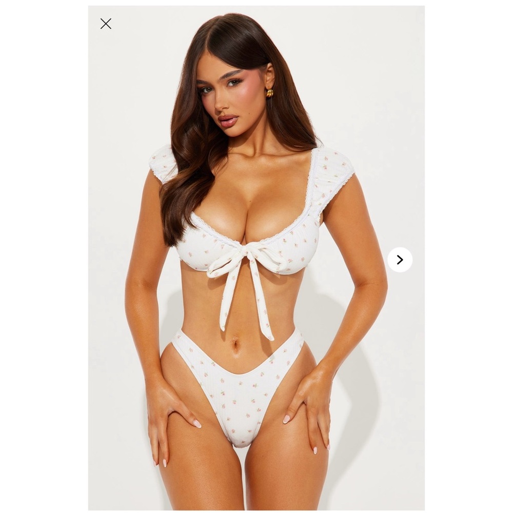 White Floral Bikini Set